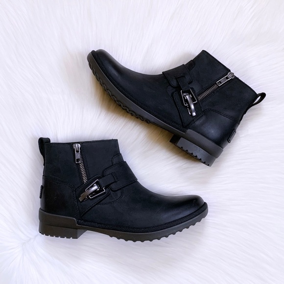 UGG Cheyne Waterproof Black Leather Booties - Picture 5 of 10